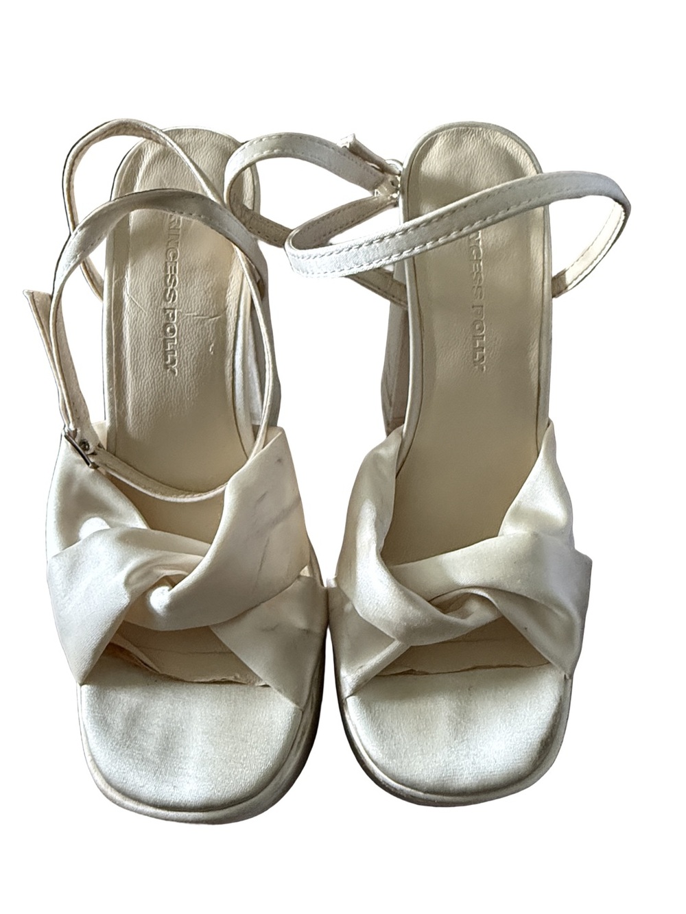 Princess Polly Ivory Satin Knot Platform Sandals